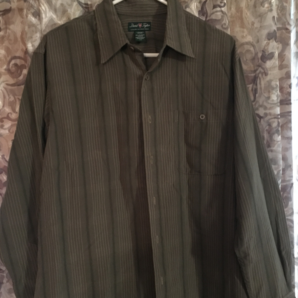 David Taylor Green Button Down Dress Shirt